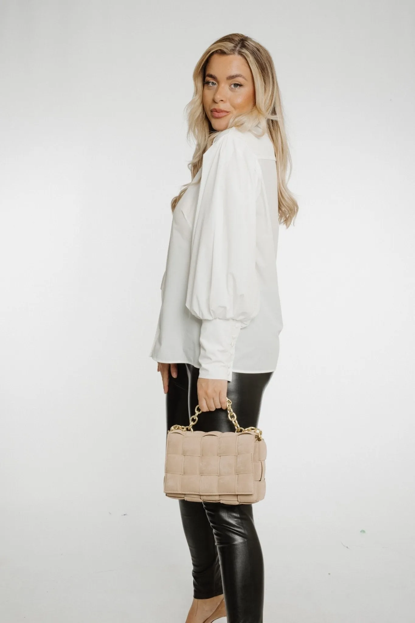 Alana Puff Sleeve Shirt In White