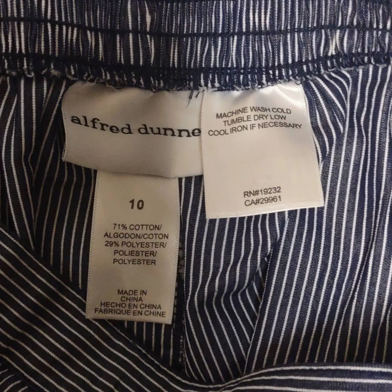 Alfred Dunner Sausalito Flat Front Pinstripe Pants Indigo/White