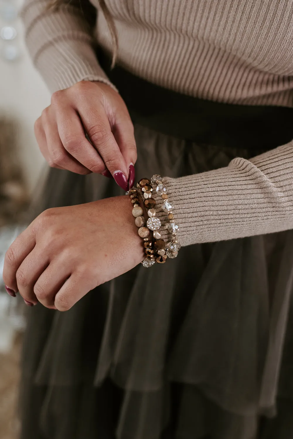 All Things Glitz Bracelet Stack, Jasper