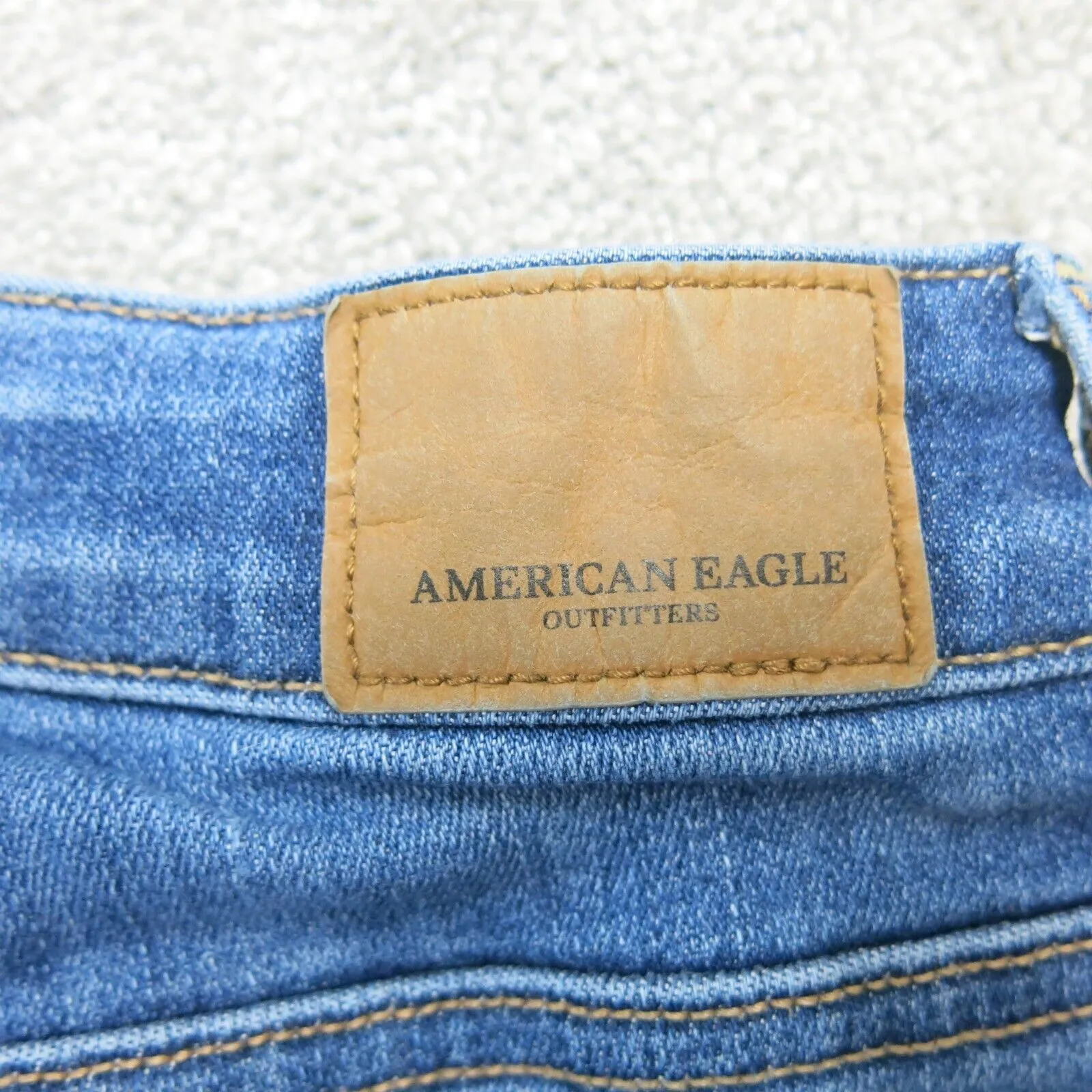 American Eagle Women Skinny Leg Denim Jean Cotton Distressed Blue Size 6 Regular