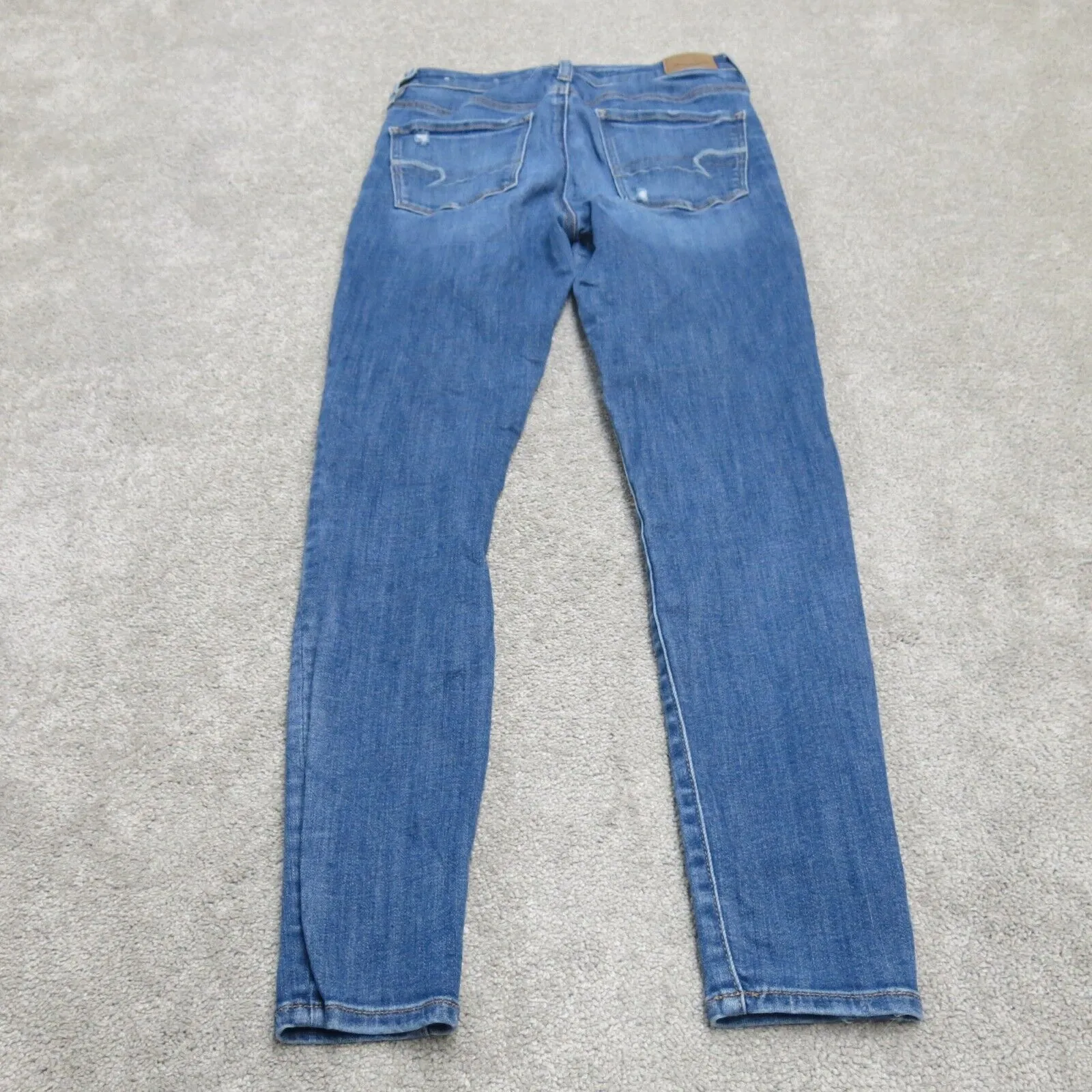 American Eagle Women Skinny Leg Denim Jean Cotton Distressed Blue Size 6 Regular