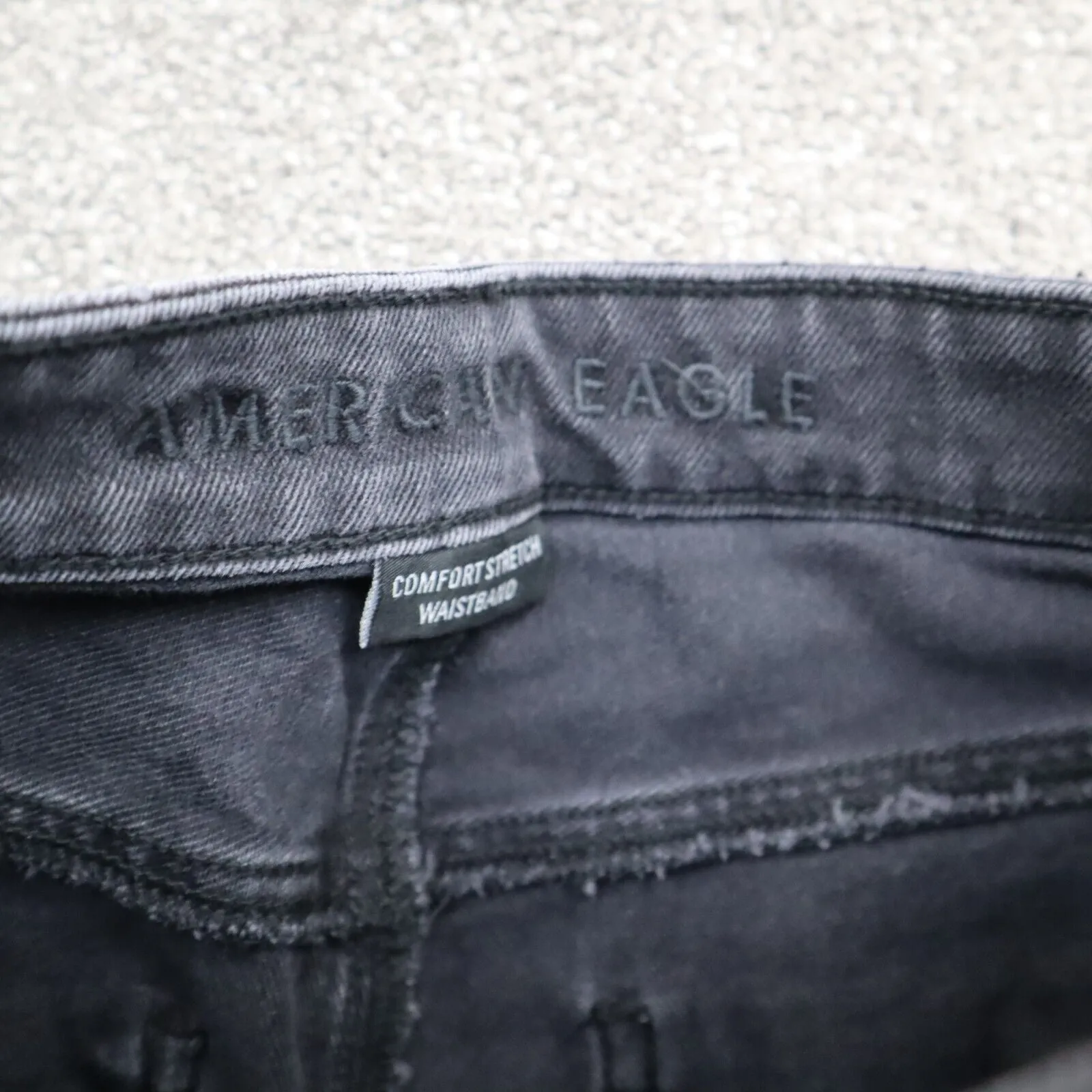 American Eagle Womens Comfort Stretch Waist Band Distressed Jeans Black Size 0