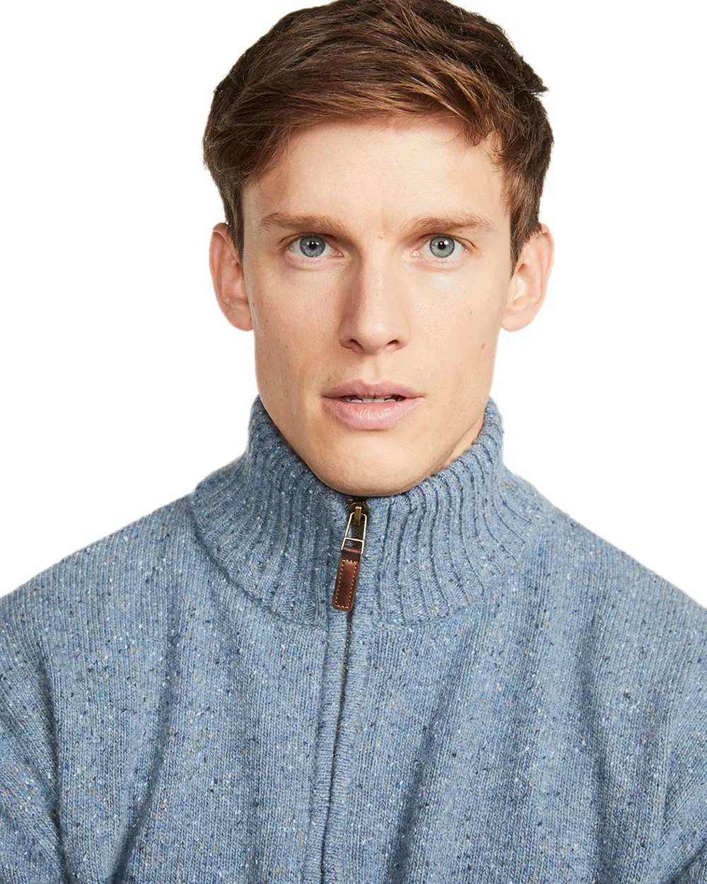 Aran Wool Zip Neck Sweater