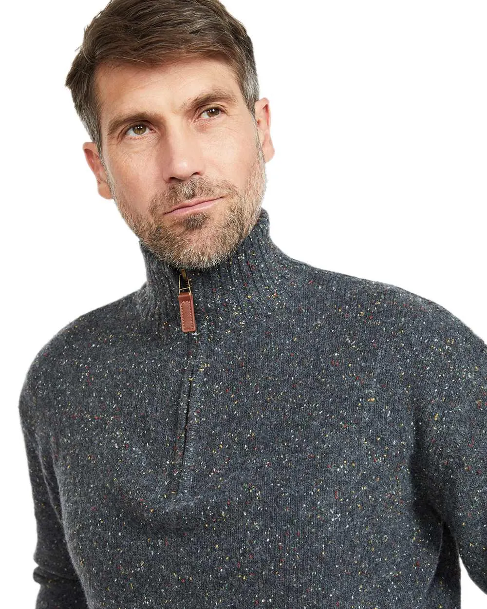 Aran Wool Zip Neck Sweater