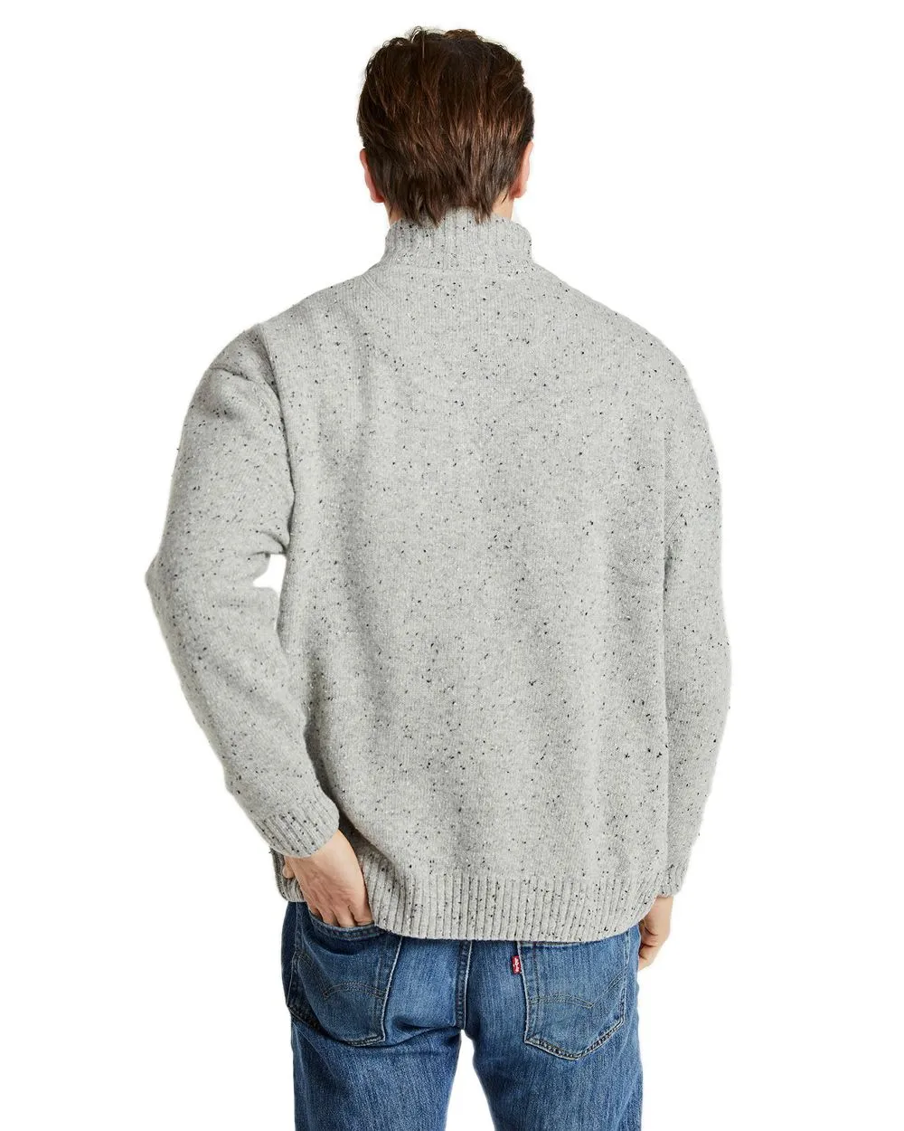 Aran Wool Zip Neck Sweater