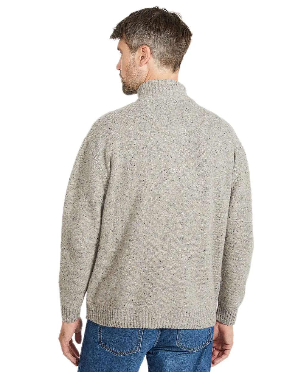 Aran Wool Zip Neck Sweater