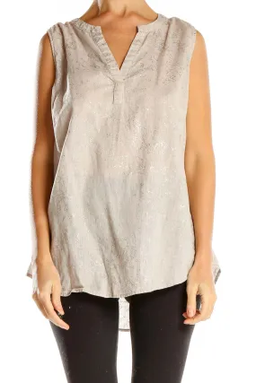 Beige Shimmer Metallic Sleeveless Blouse