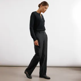 Black Tailored Straight Leg Trousers