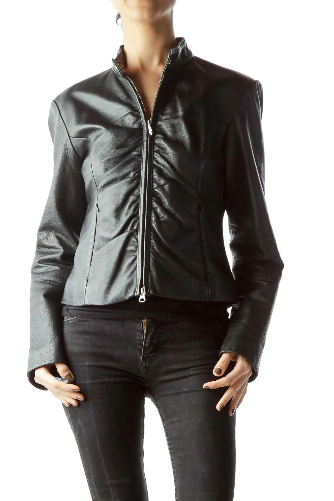 Black Zippered Leather Jacket