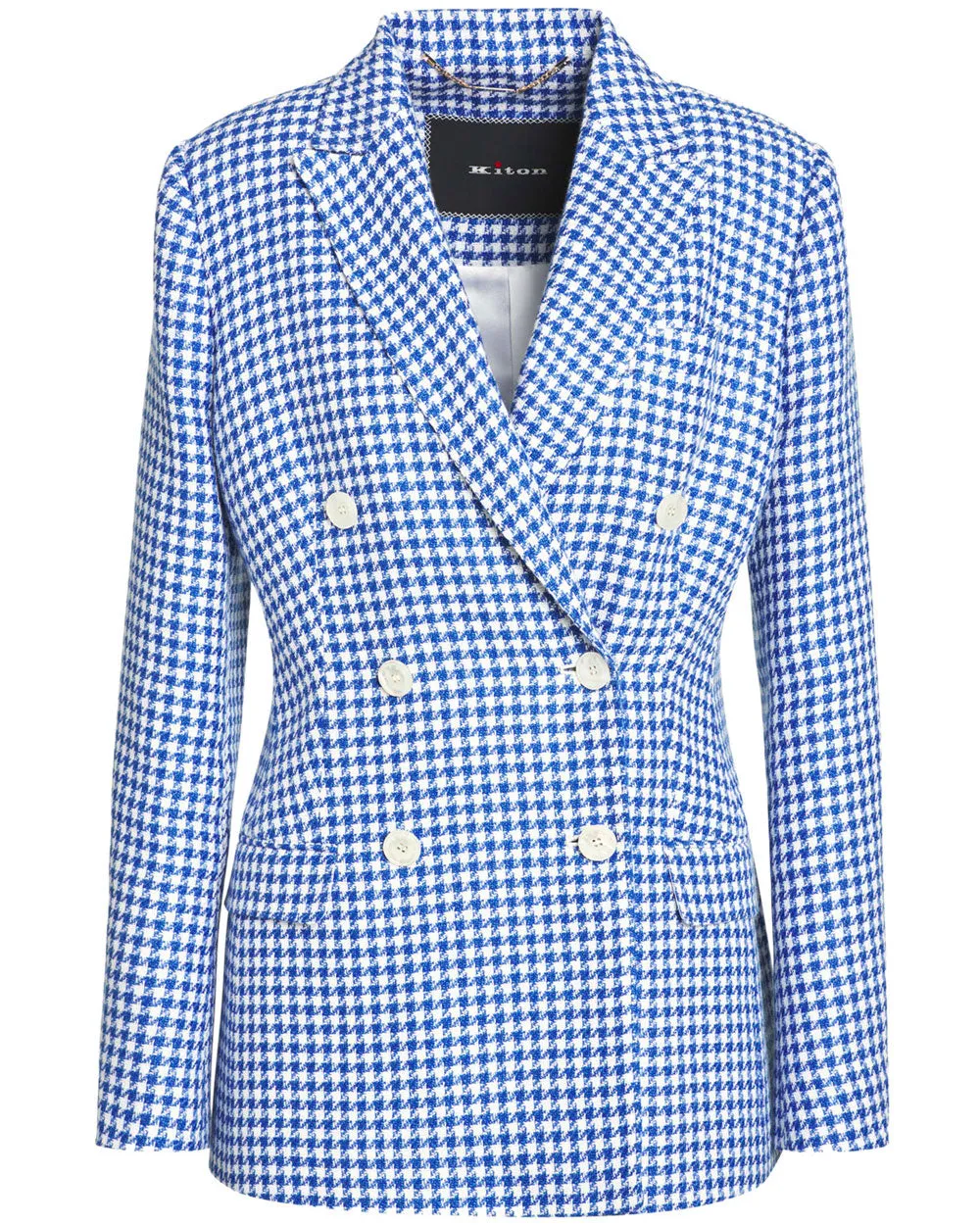 Blue Houndstooth Double Breasted Jacket