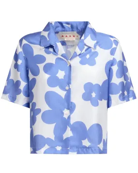 Blue Lilac Short Sleeve Bowling Shirt