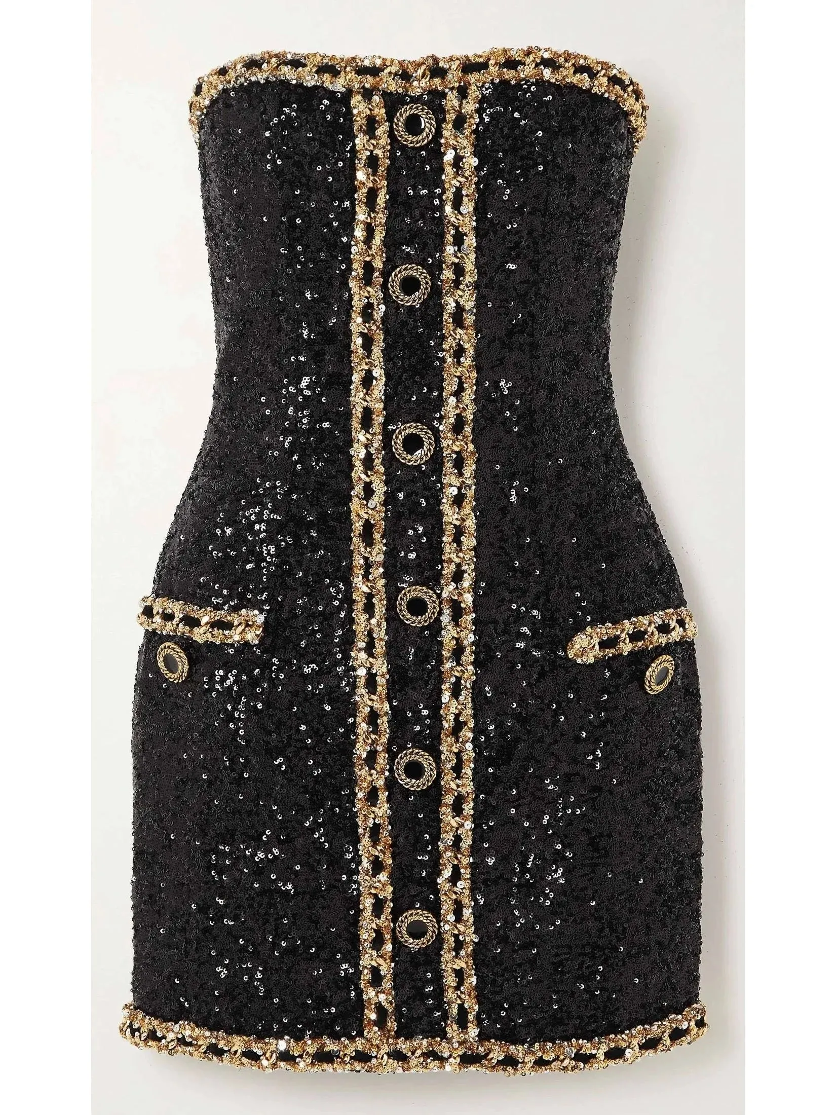 Bustier Dress with Sequin Embroidery