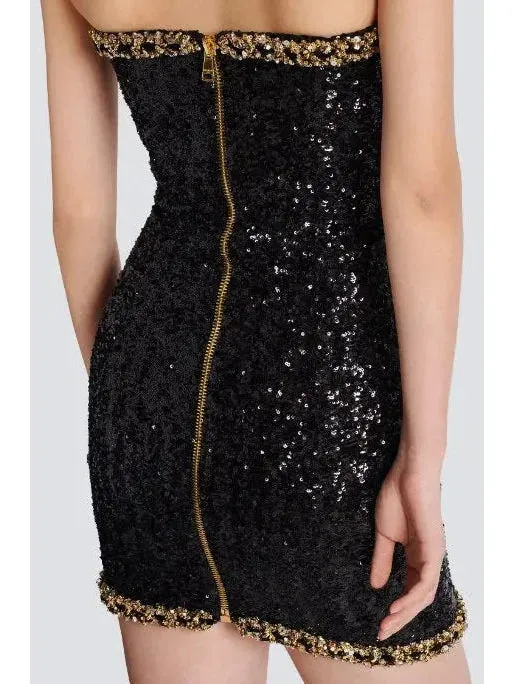 Bustier Dress with Sequin Embroidery