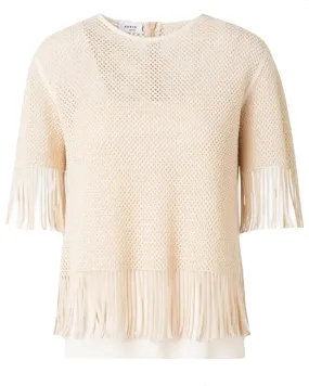 Cashew Mesh Fringe Blouse