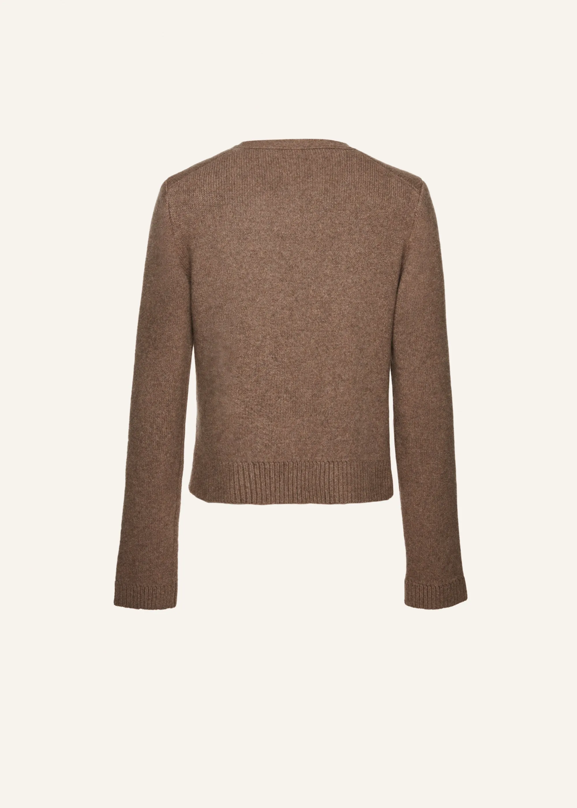 Cashmere round-neck cardigan in brown