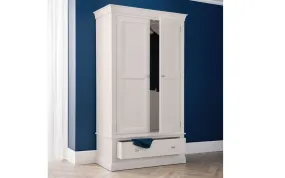 Clermont 2 Door 1 Drawer Wardrobe - Light Grey