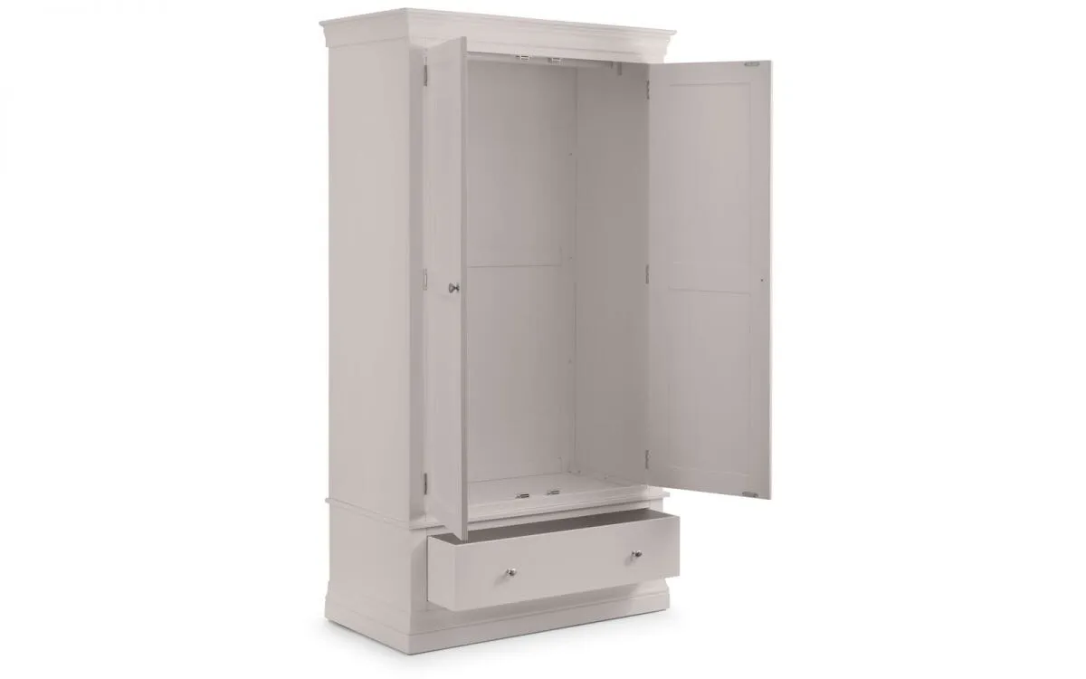 Clermont 2 Door 1 Drawer Wardrobe - Light Grey