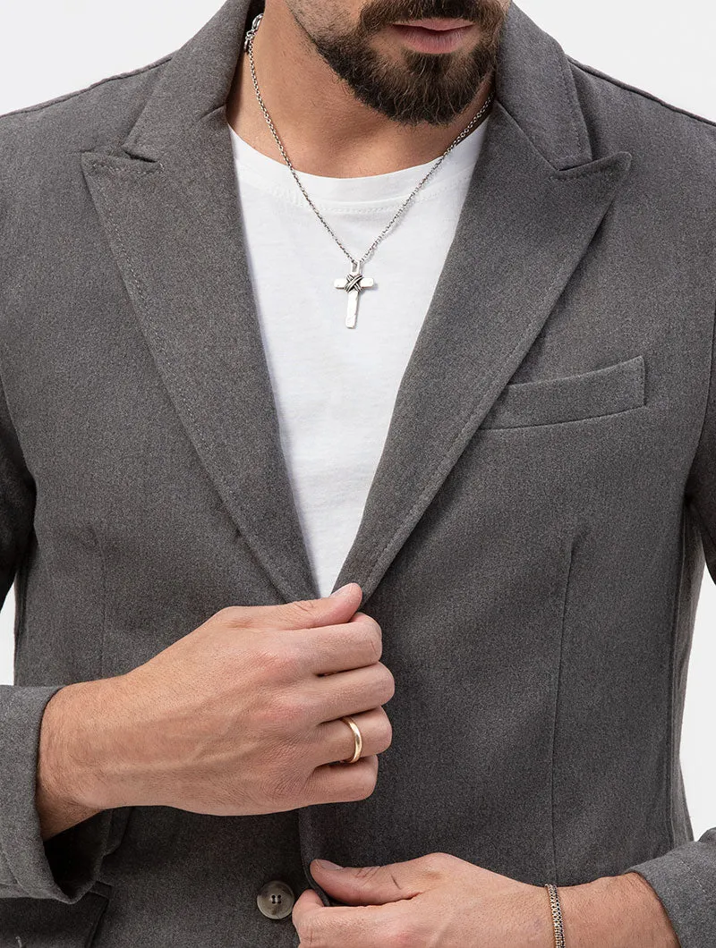 COLIN SINGLE BREASTED BLAZER IN DARK GREY