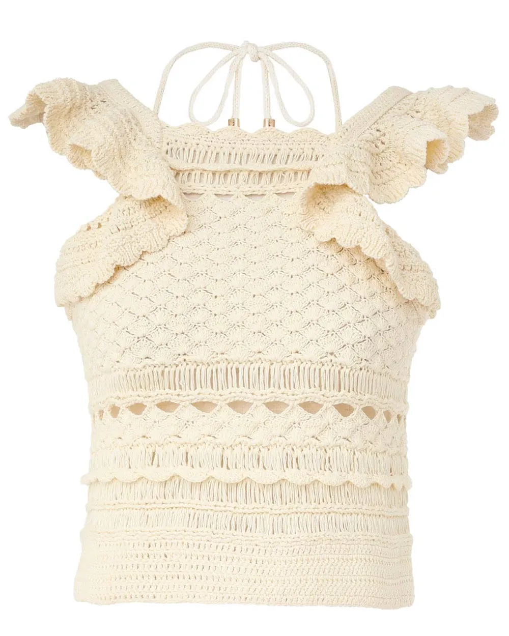 Cream Crochet Waverly Halter Tank