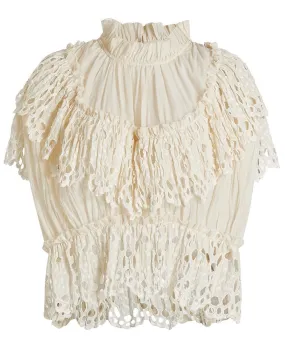 Cream Elise Eyelet Top