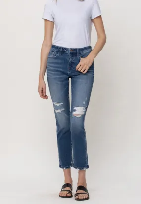 Distressed Crop Hem Boyfriend Jeans