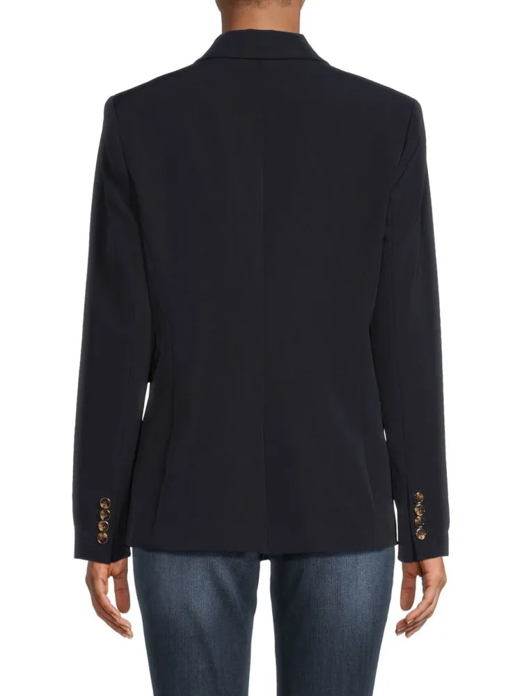 Donna Karan New York plain double-breasted jacket, navy blue