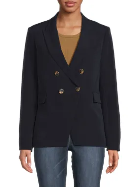 Donna Karan New York plain double-breasted jacket, navy blue