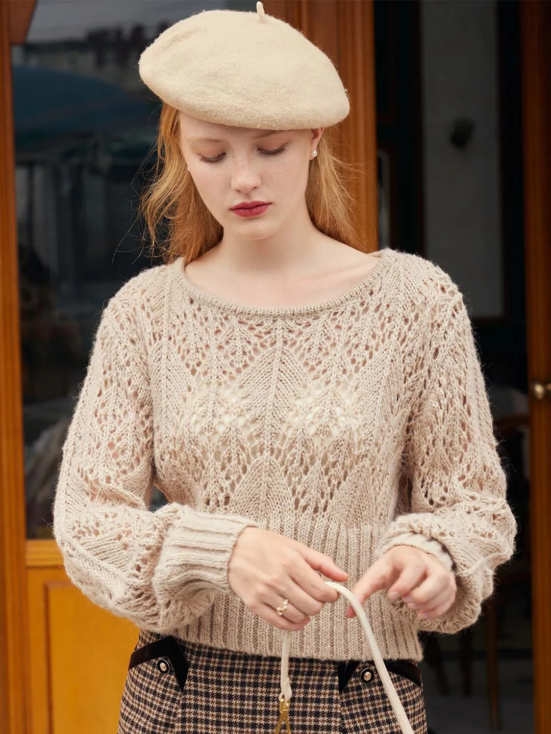 Ellie Round Neck Hollow Knitted Sweater