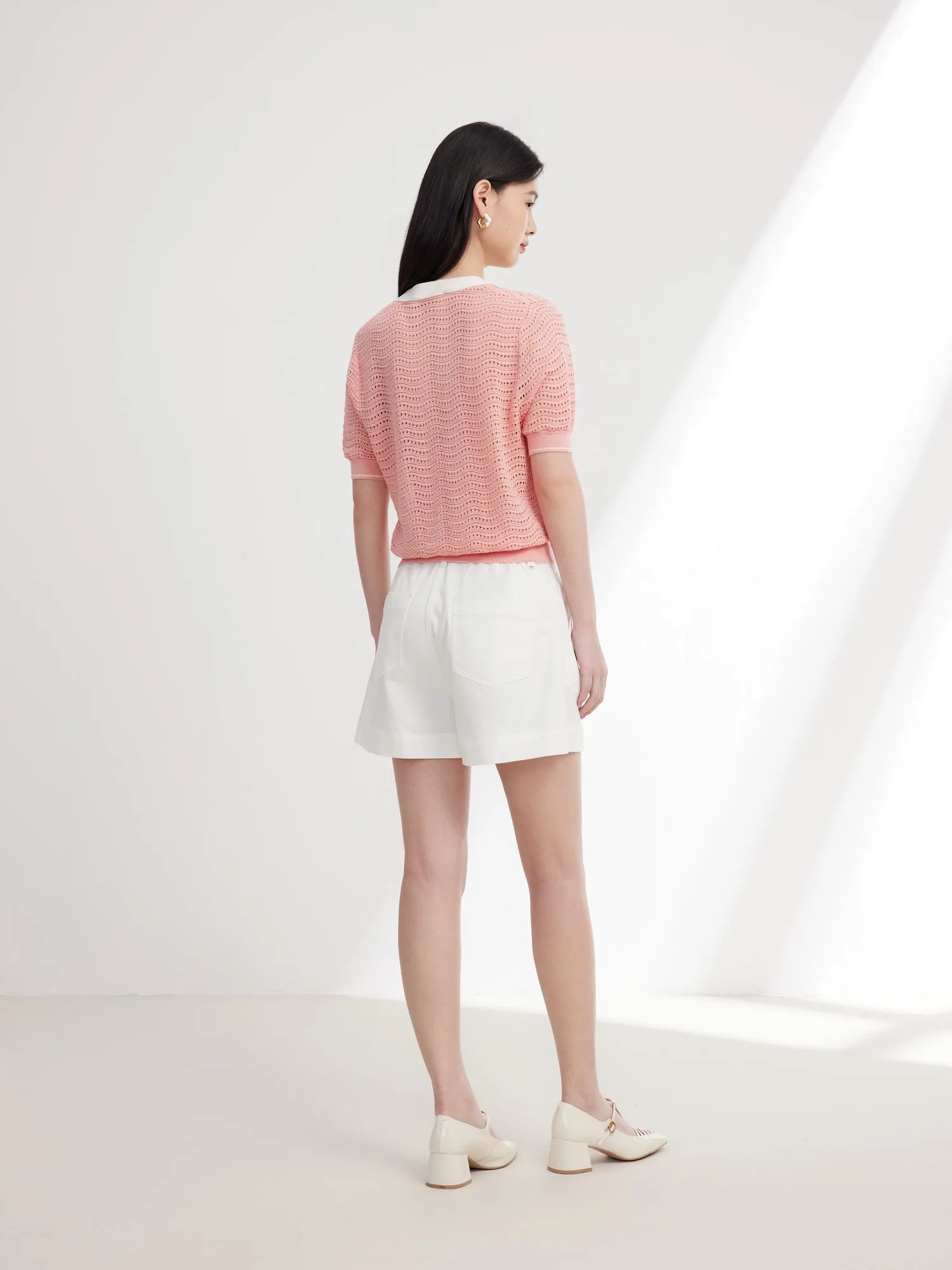 EP YAYING V-Neck Textured Knitwear