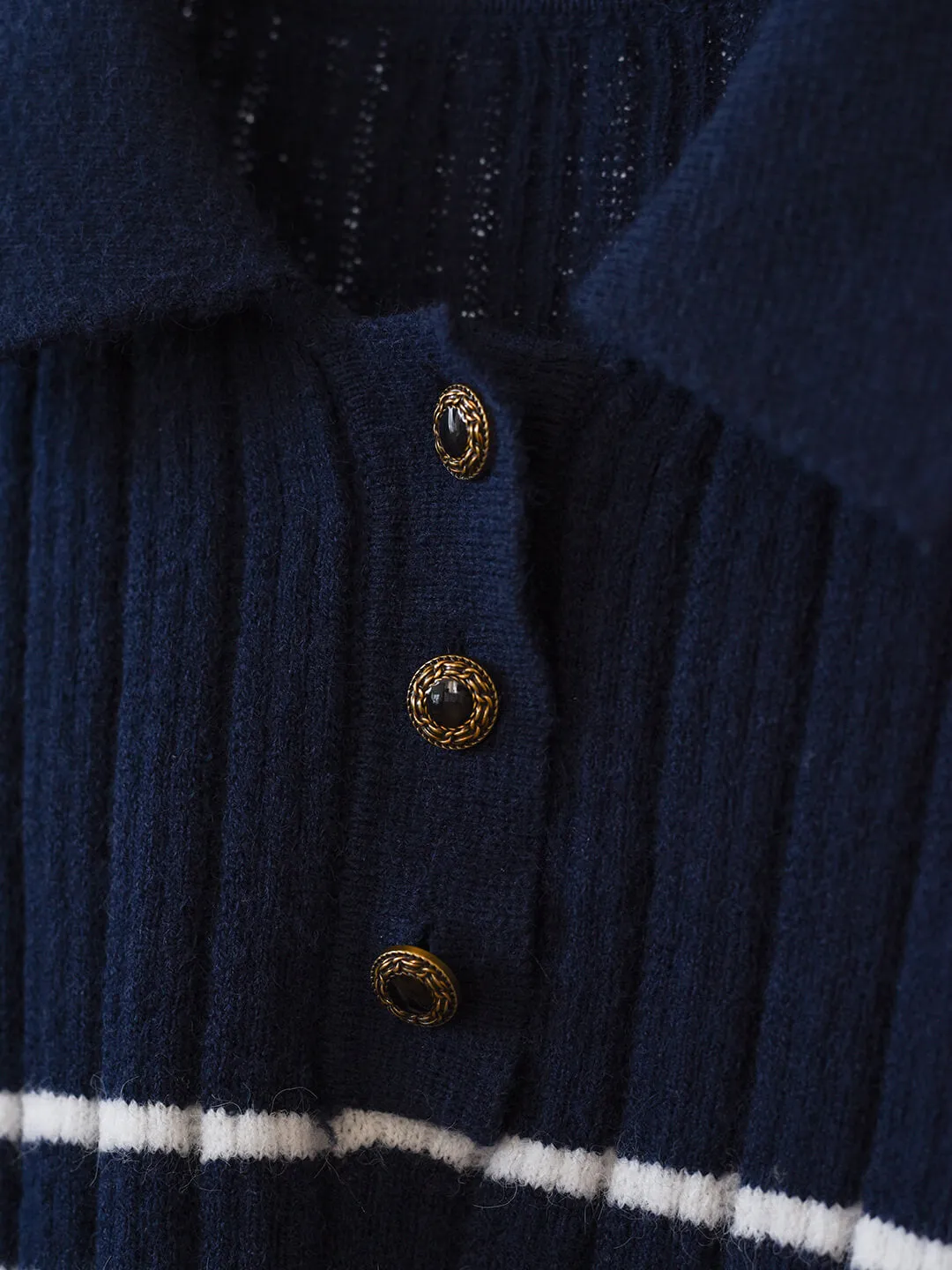 【Final Sale】Davian Striped Blue Polo Knit Top