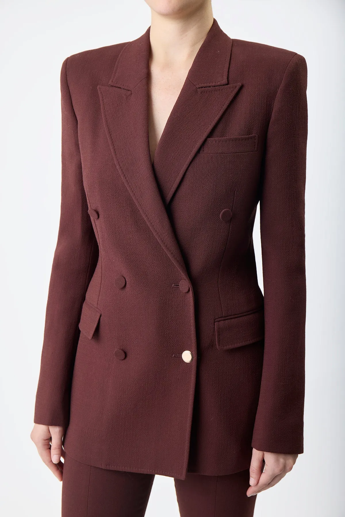 Gavin Blazer in Deep Bordeaux Virgin Wool Crepe