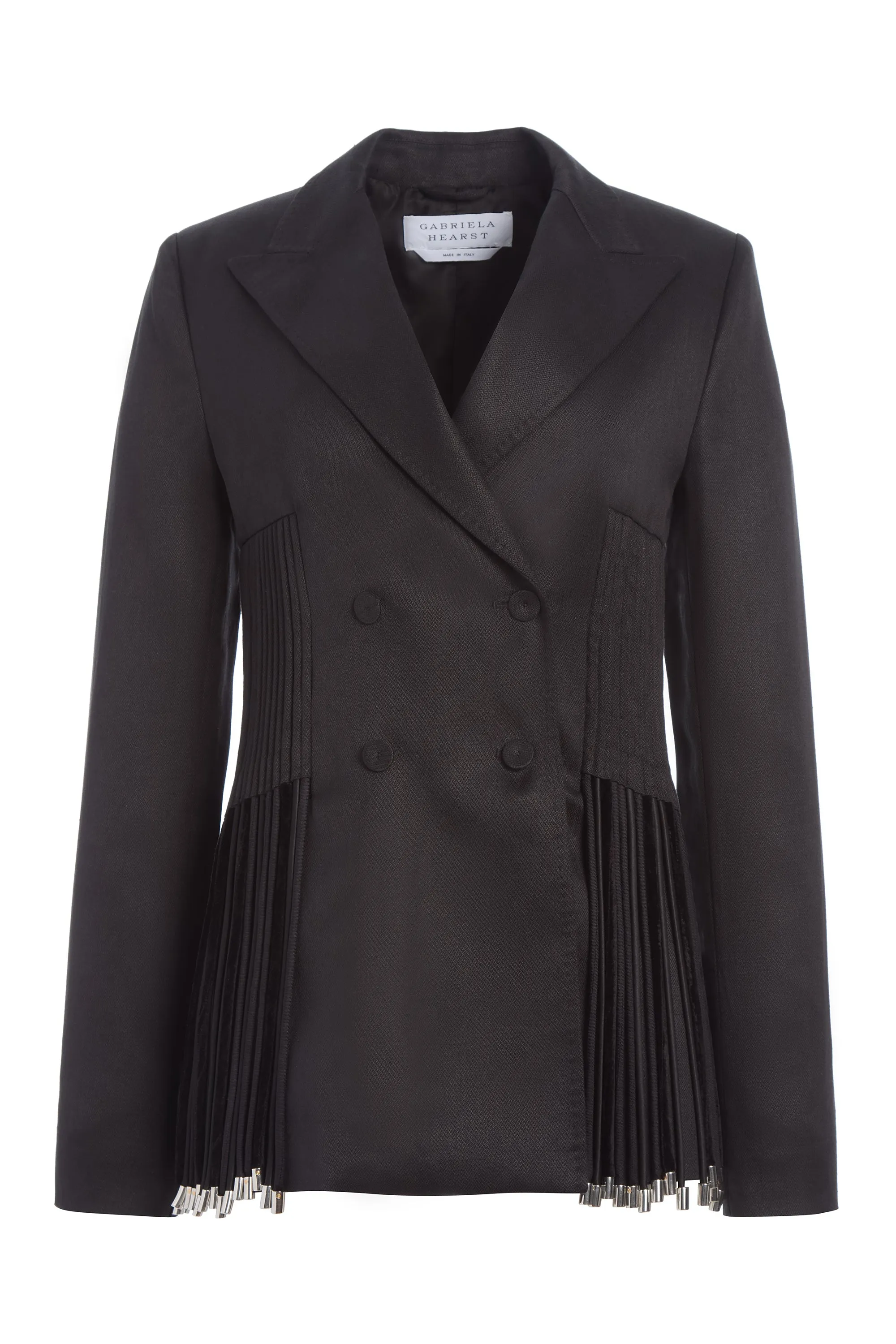 Giorgio Fringe Blazer in Black Textured Linen