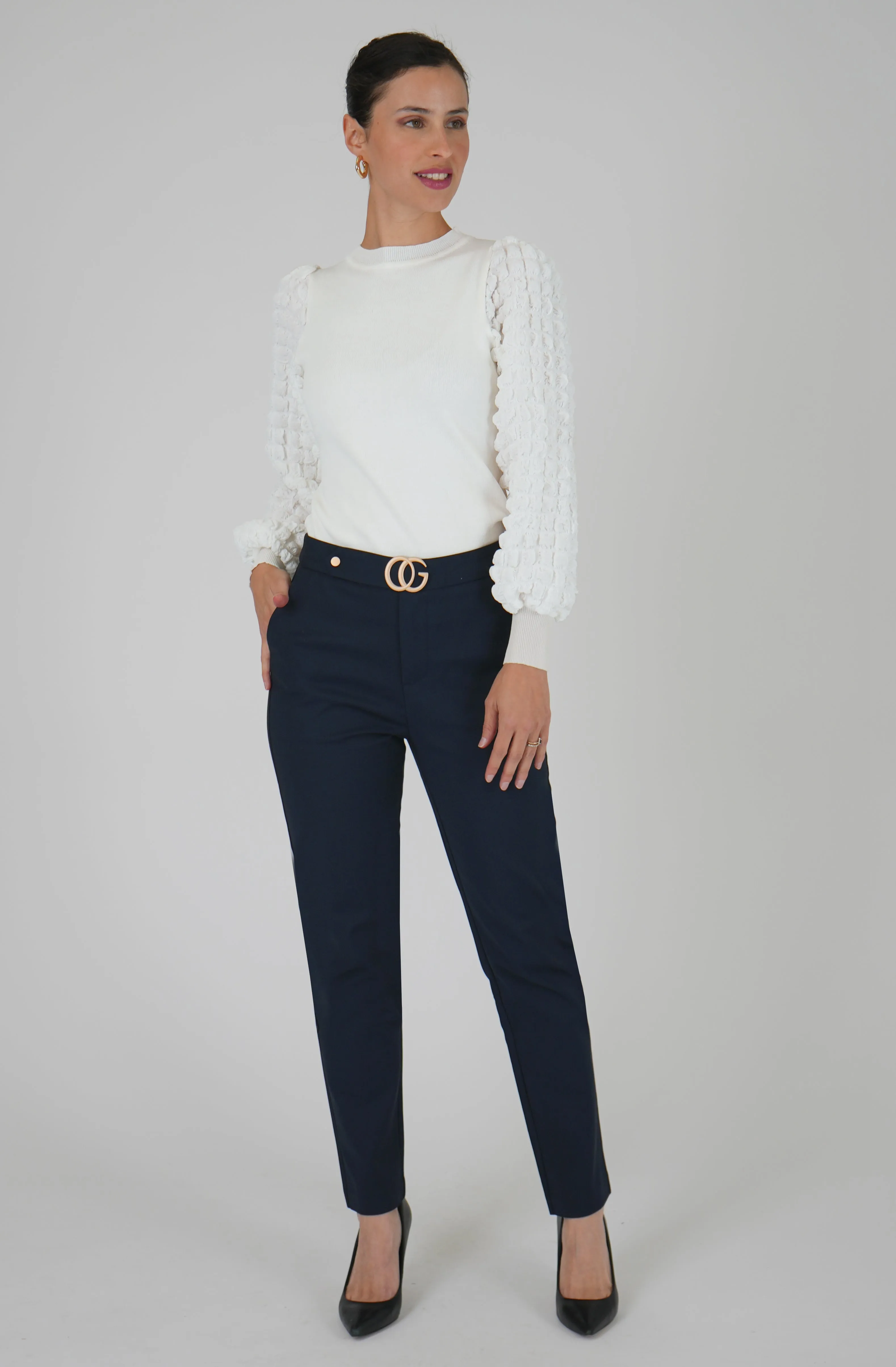 Gold CG Buckle Straight Leg Pant