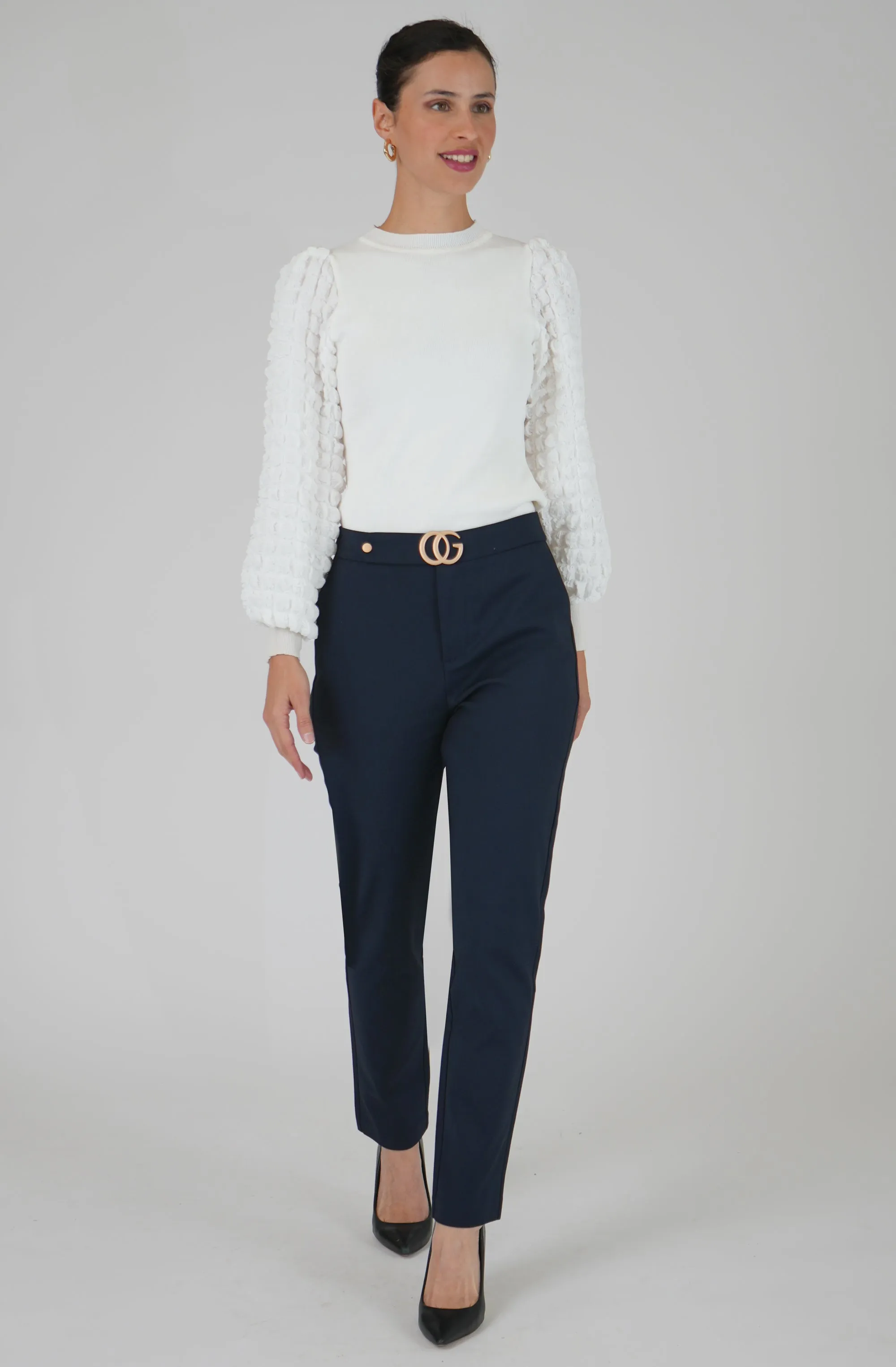 Gold CG Buckle Straight Leg Pant