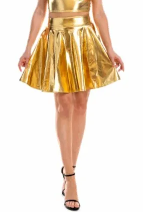 Gold Metallic Skater Skirt