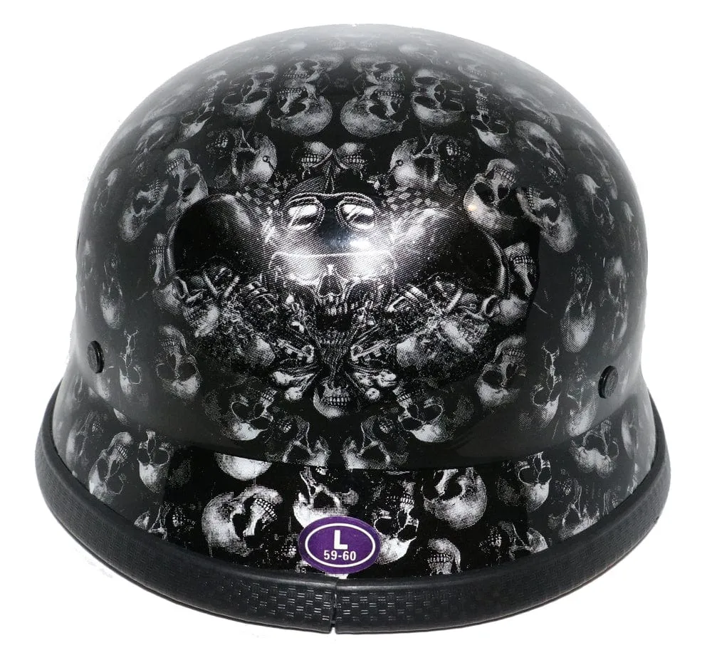 H81 Novelty German Grey Skull Gloss Black - Non DOT