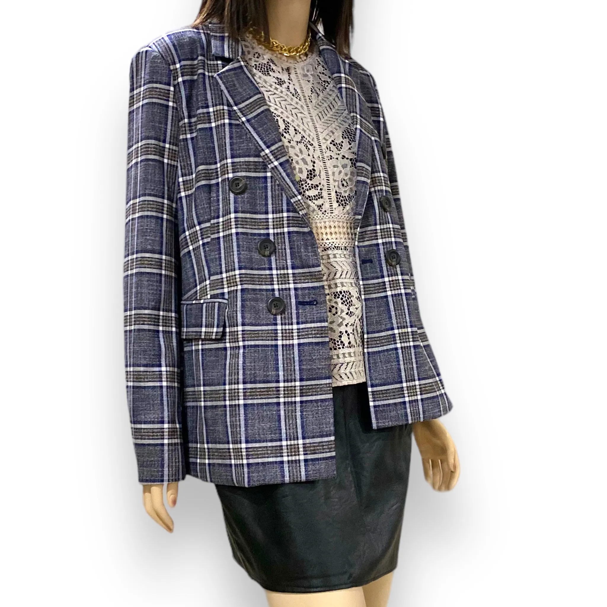 Heartloom Double Breasted Plaid Blazer