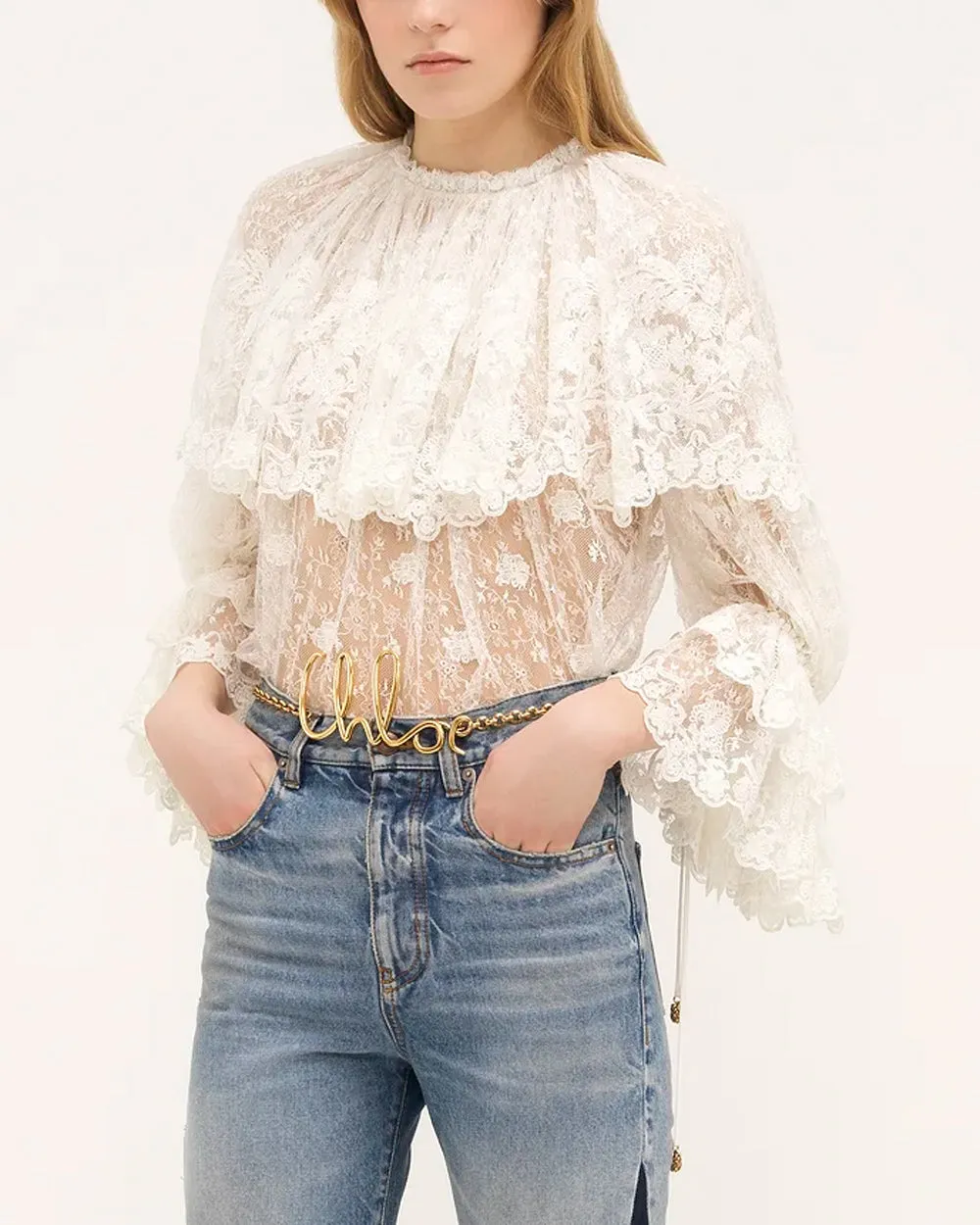 Iconic Milk Lace Ruffle Blouse