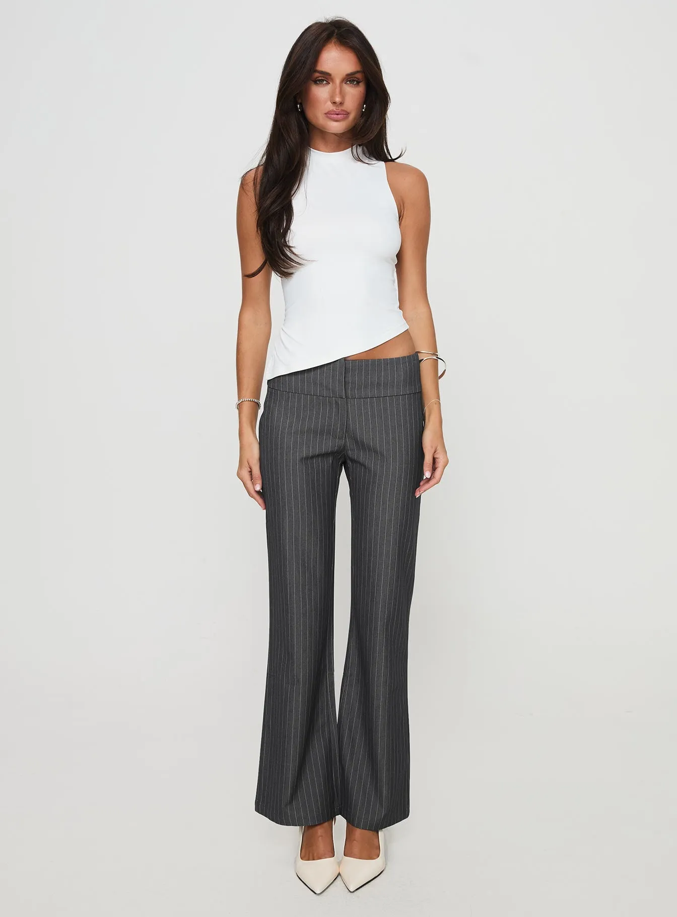 Isabeau Pant Grey Pinstripe