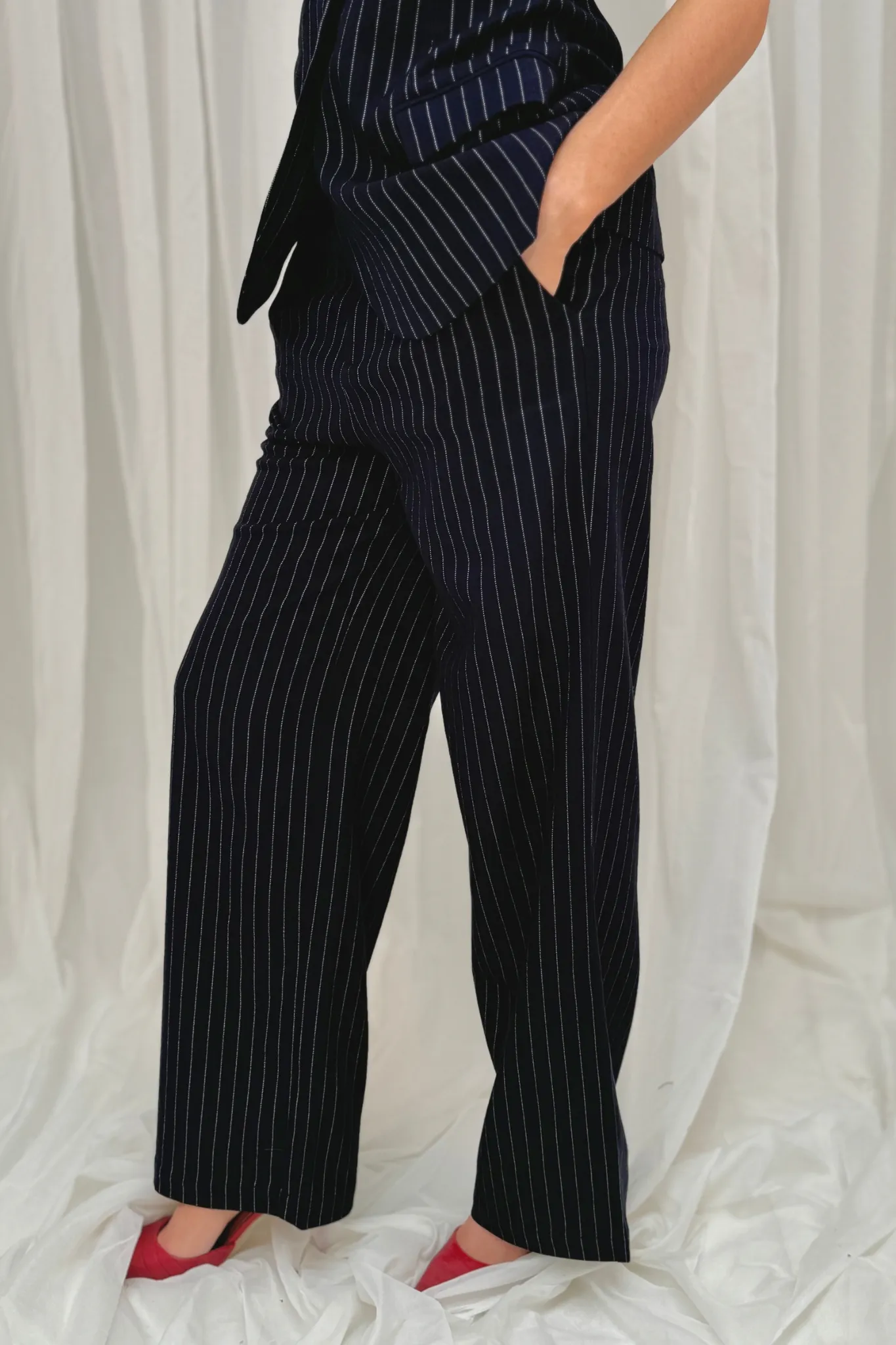 Jasmine Trousers In Navy Pinstripe