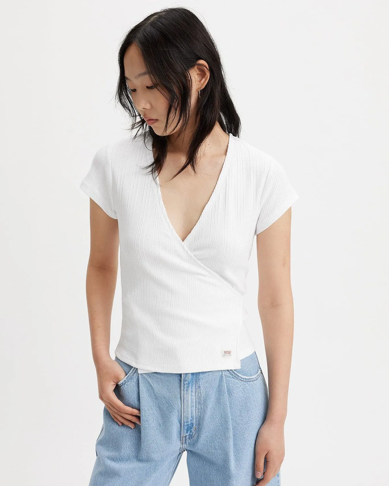 Levi's® Womens Dry Goods Pointelle Wrap Tee - Sugar Swizzle