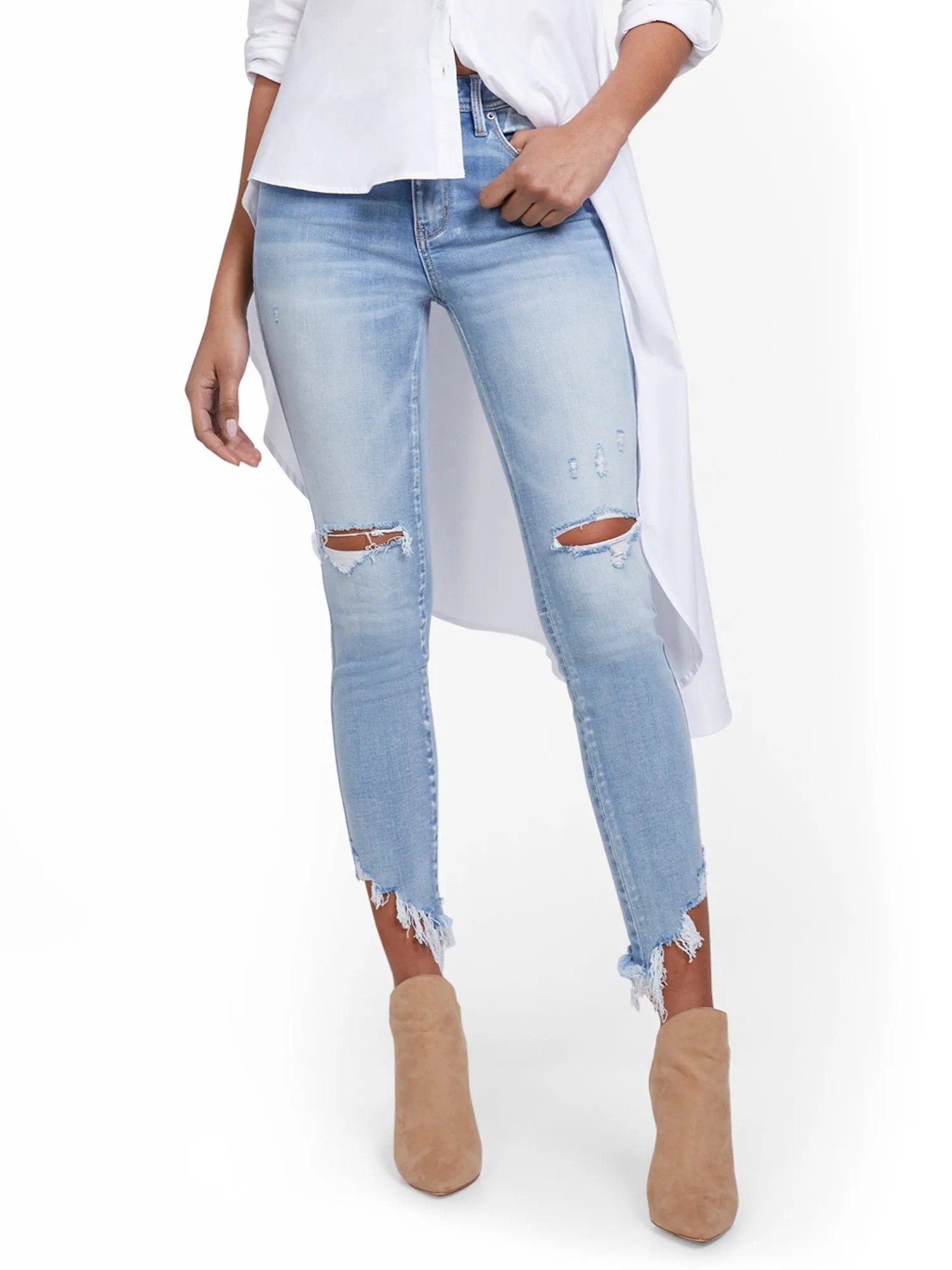 Lexi High-Waisted Distressed Super-Skinny Ankle Jeans