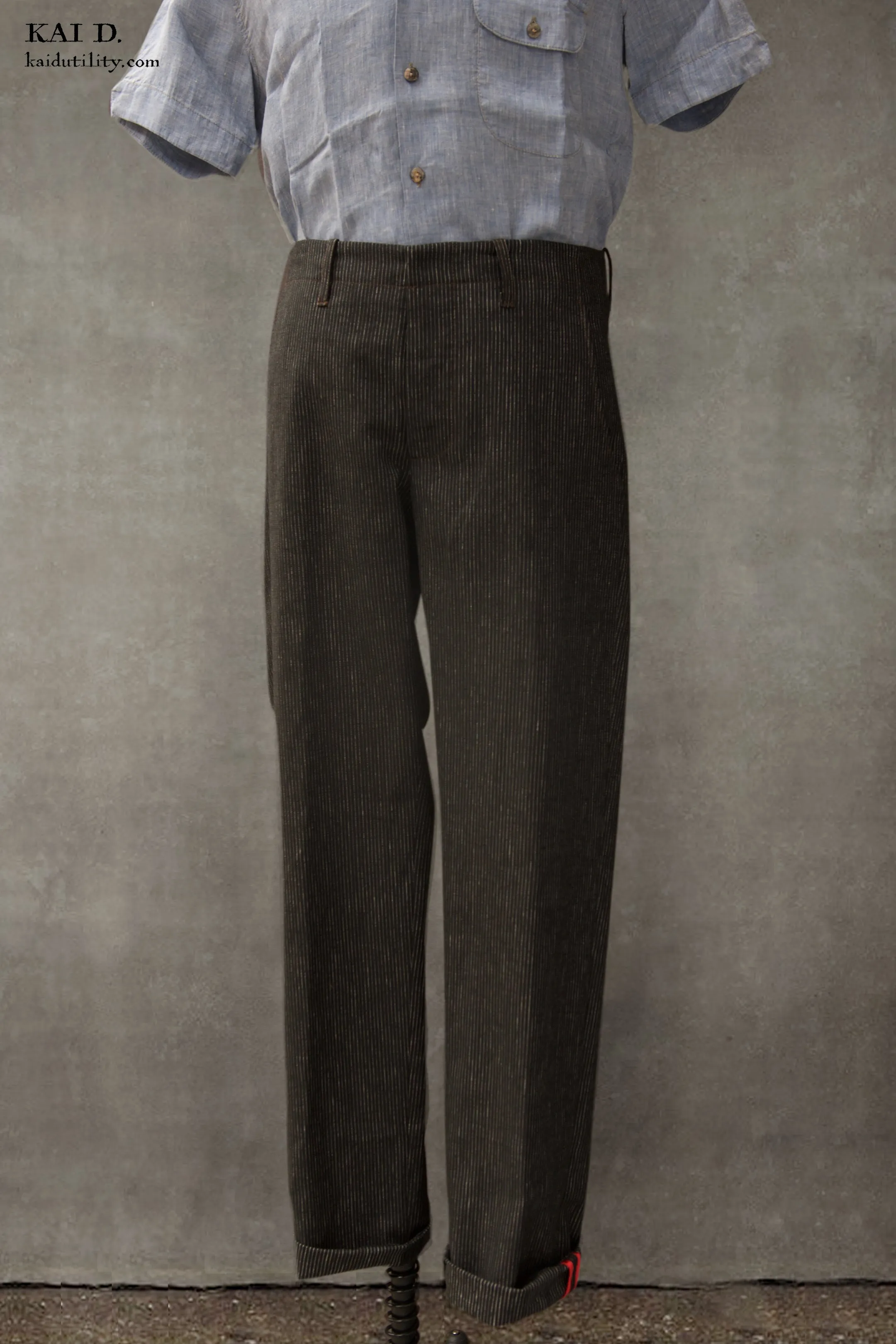 Linen Cotton Borough Pants - Black Pin - 30, 32, 34, 36