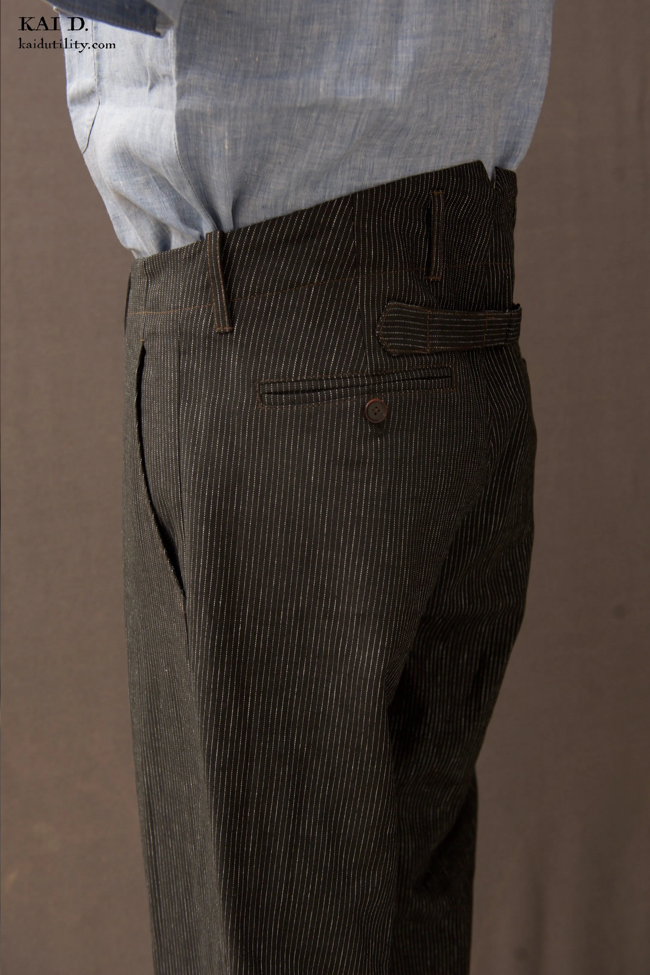 Linen Cotton Borough Pants - Black Pin - 30, 32, 34, 36