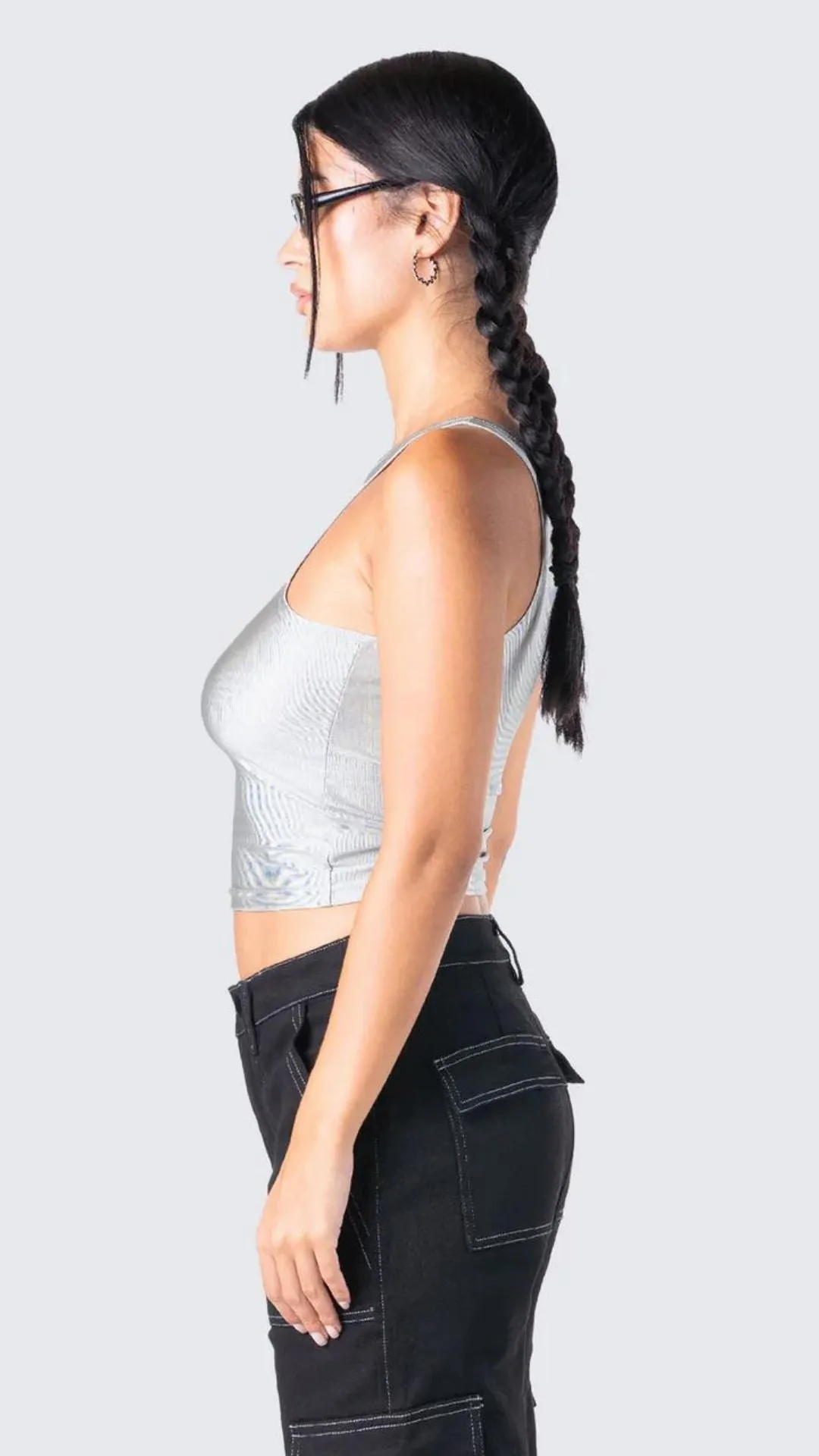 Metallic Silver Tank Top