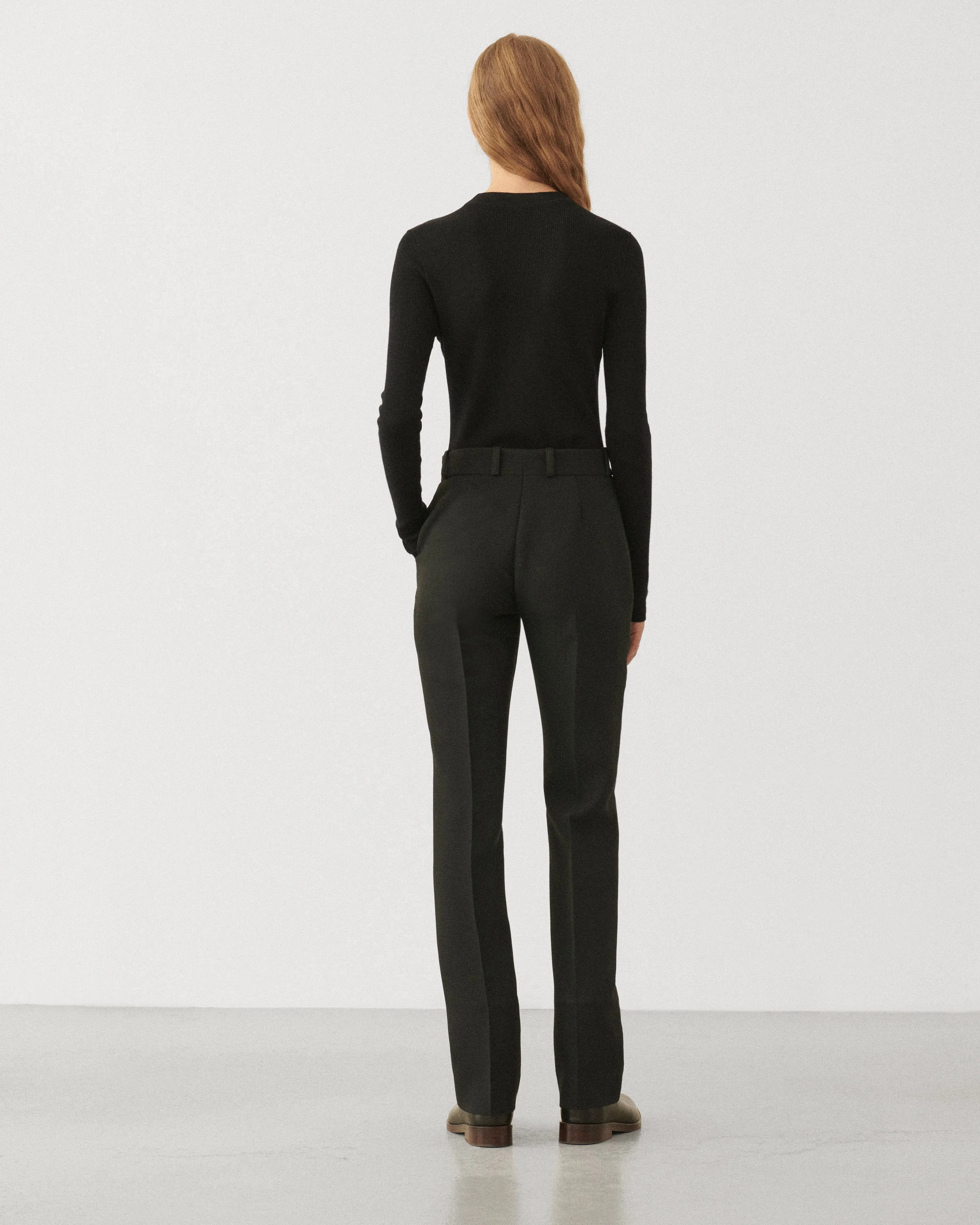 Mick Trousers in Wool Viscose, Black