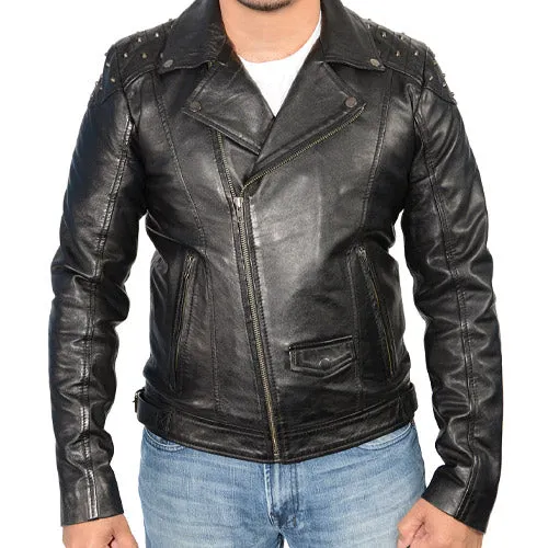 Milwaukee Leather Men's Studded Black Leather Fashion Motorcycle Style Jacket SFM1825