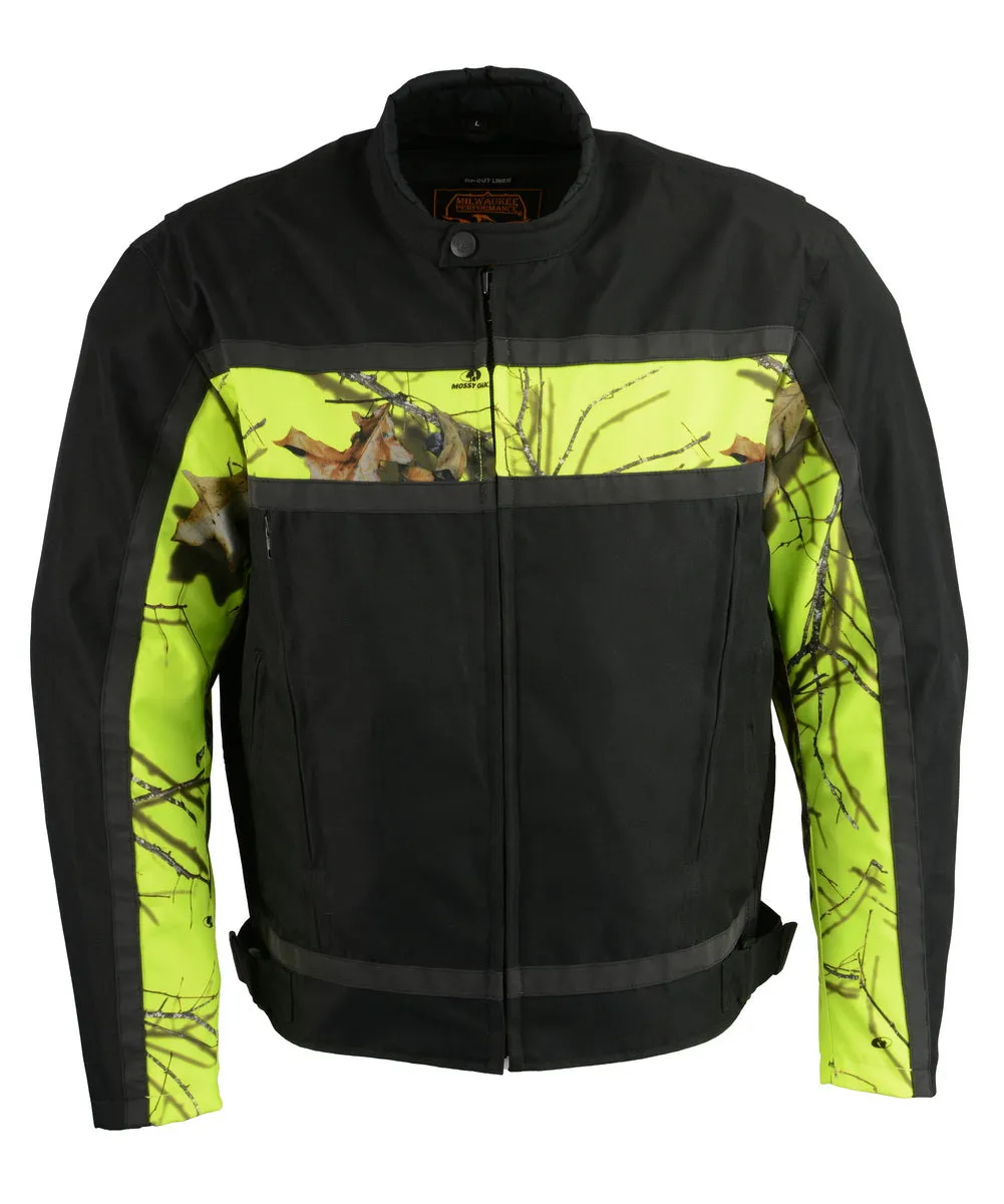 Milwaukee Leather MPM1786 Men's High Viz Textile Jacket with Mossy Oak Camo Chest Print