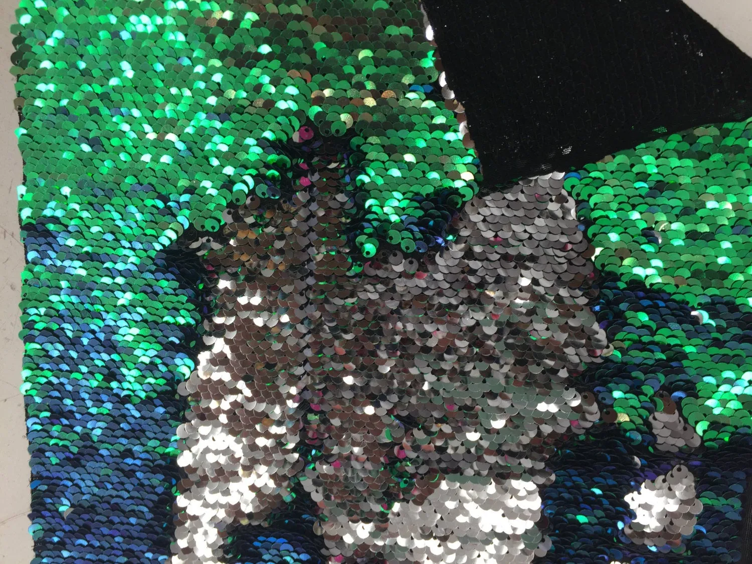 Multi color / silver hologram mermaid fish scales 2 way stretch lycra 2 tone flip flop sequins-prom-nightgown-decorations-sold by yard