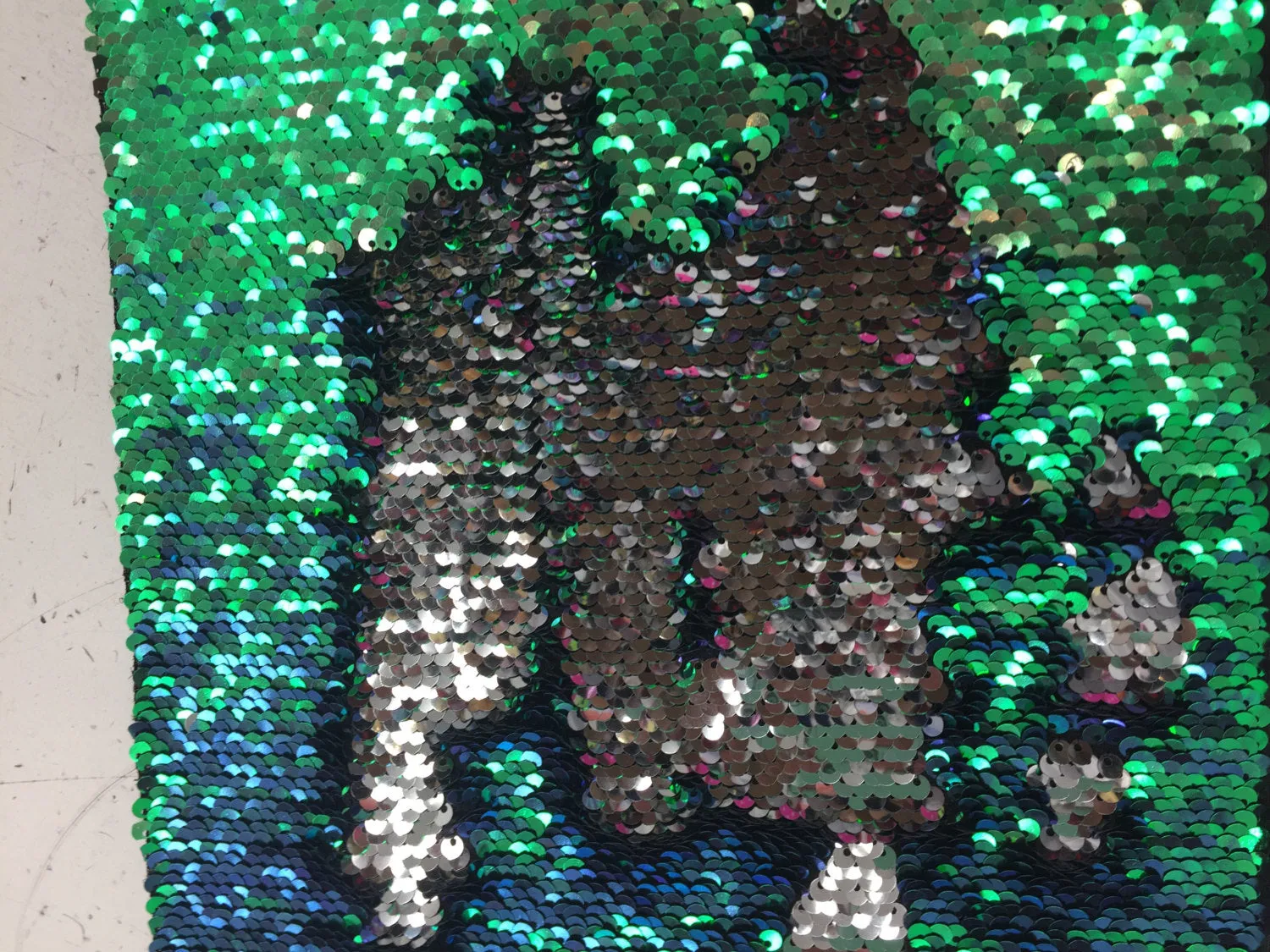 Multi color / silver hologram mermaid fish scales 2 way stretch lycra 2 tone flip flop sequins-prom-nightgown-decorations-sold by yard